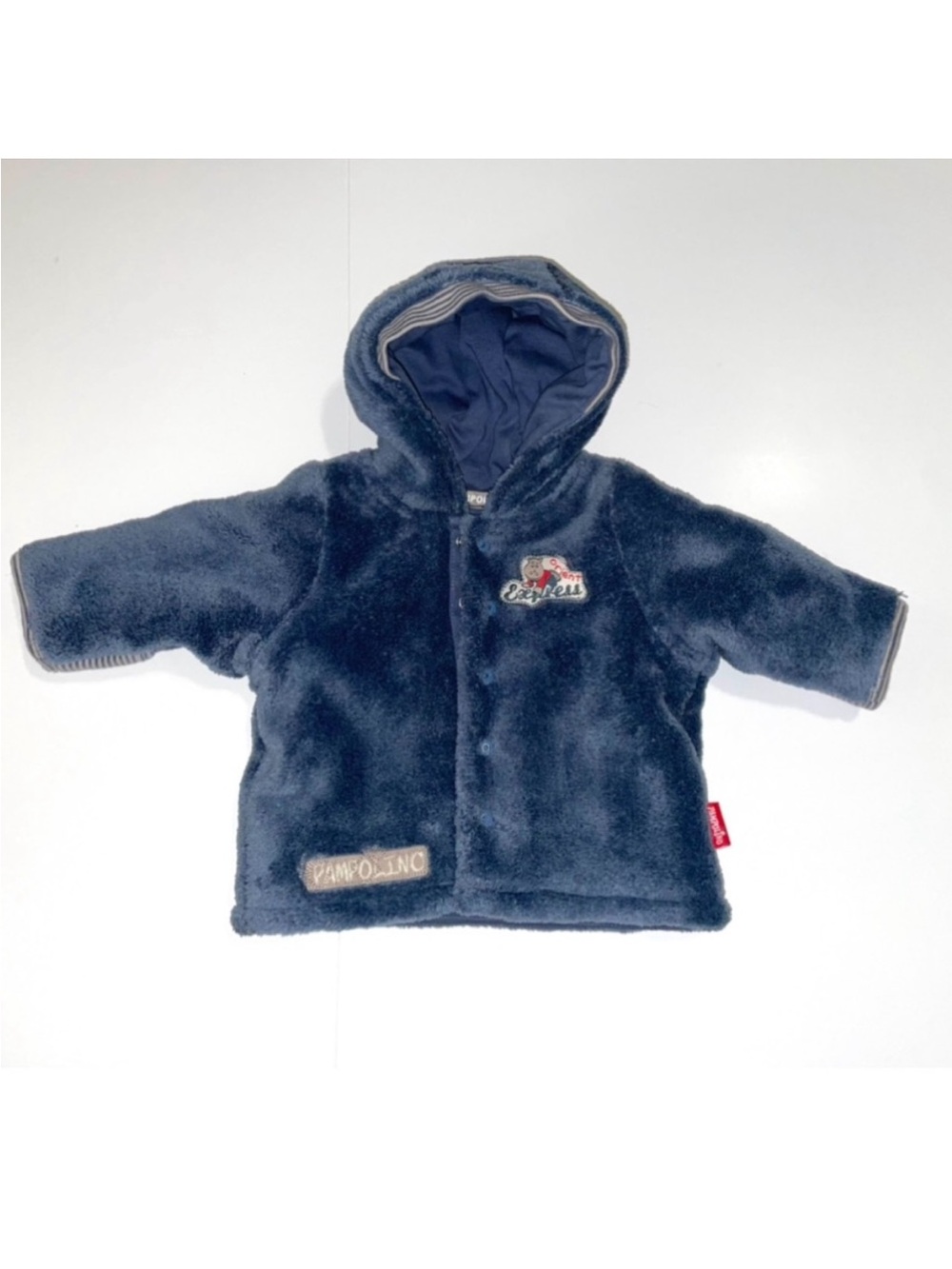 Pampolina Soft Cozy Blue Snap Hoodie Baby Jacket size Newborn NWT